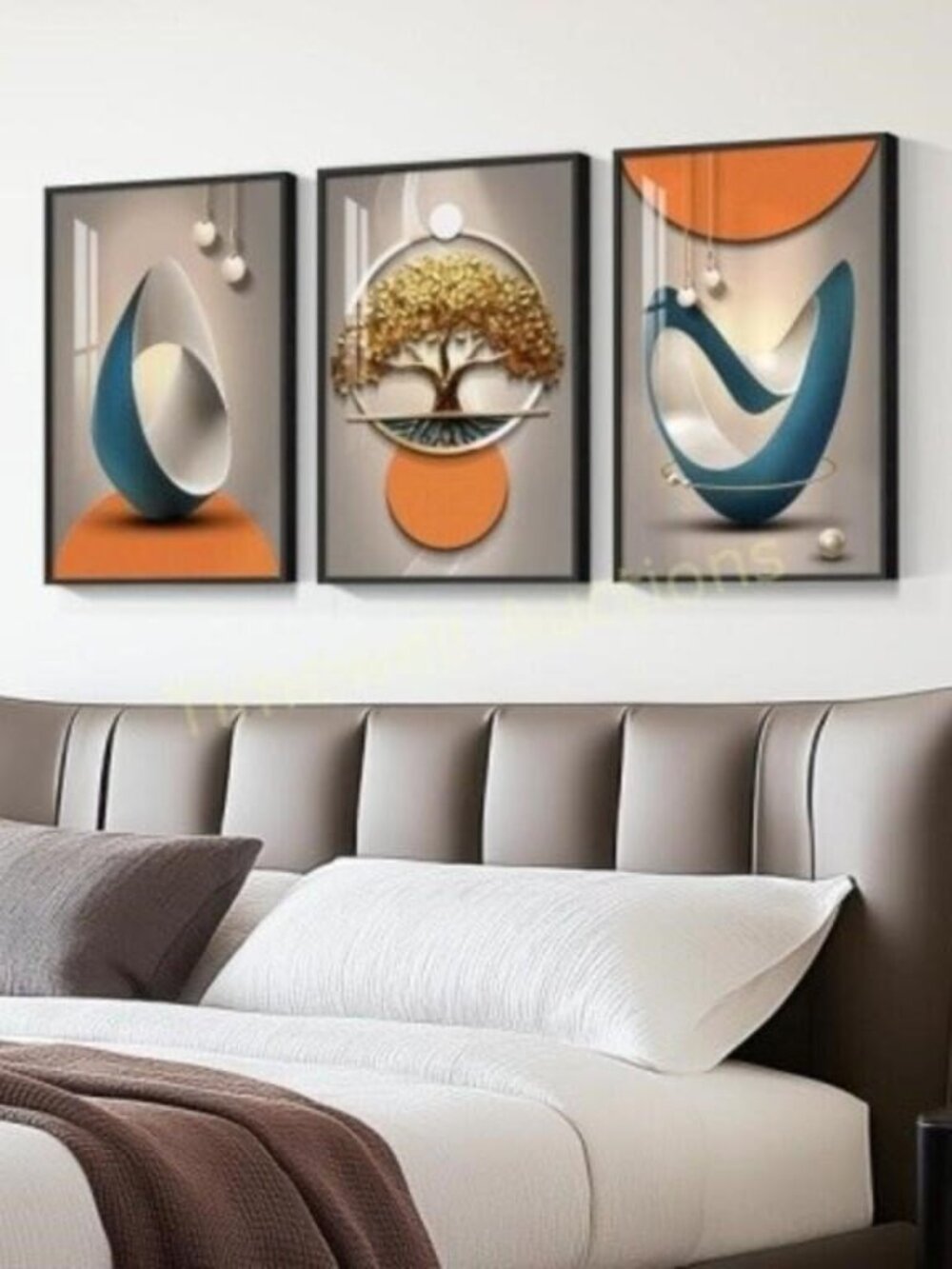 BRAND NEW Framed Modern Wall Art Canvas - Set of 3, 16 x 24" inches each panel